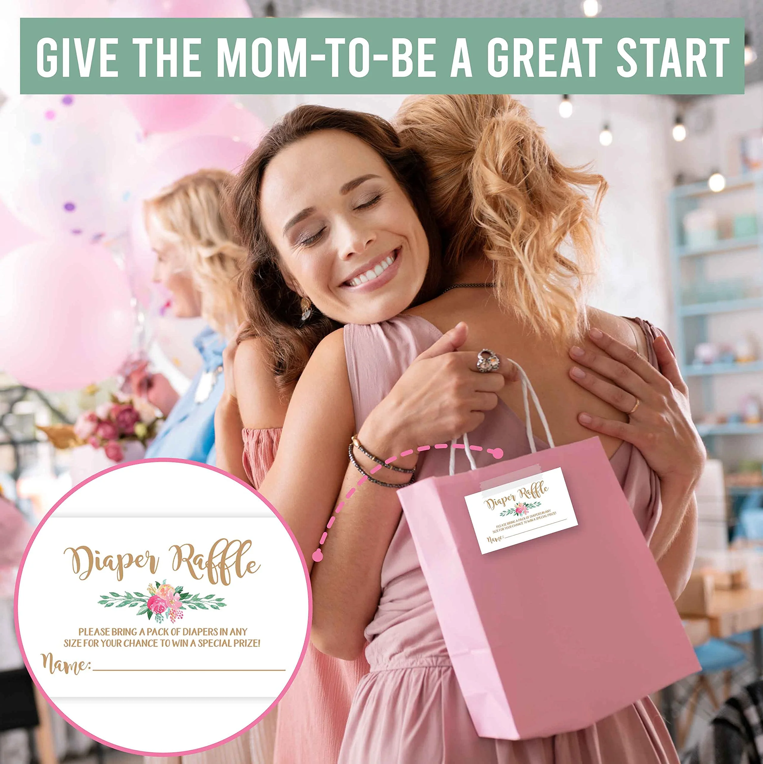 25 Flower Diaper Raffle Ticket Lottery Insert Cards For Gold Girl Floral Baby Shower Invitations, Supplies Games For Baby Gender Reveal Party, Bring a Pack of Diapers to Win Favors, Gifts and Prizes - Image 3