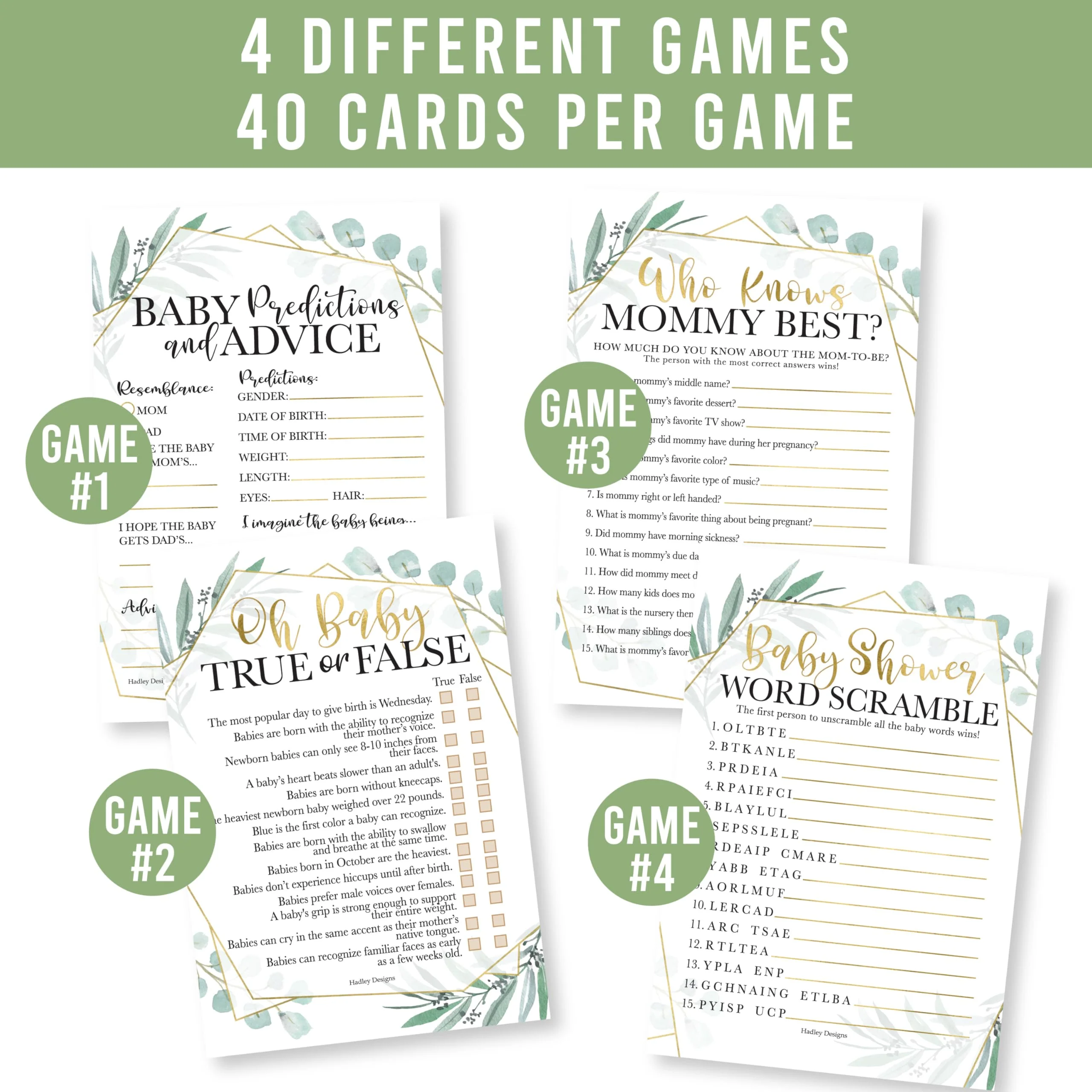40 Baby Shower Games for Guests – Predictions & Advice Cards, Word Scramble, Who Knows Mommy Best – Different Themes for Boys & Girls - Image 9
