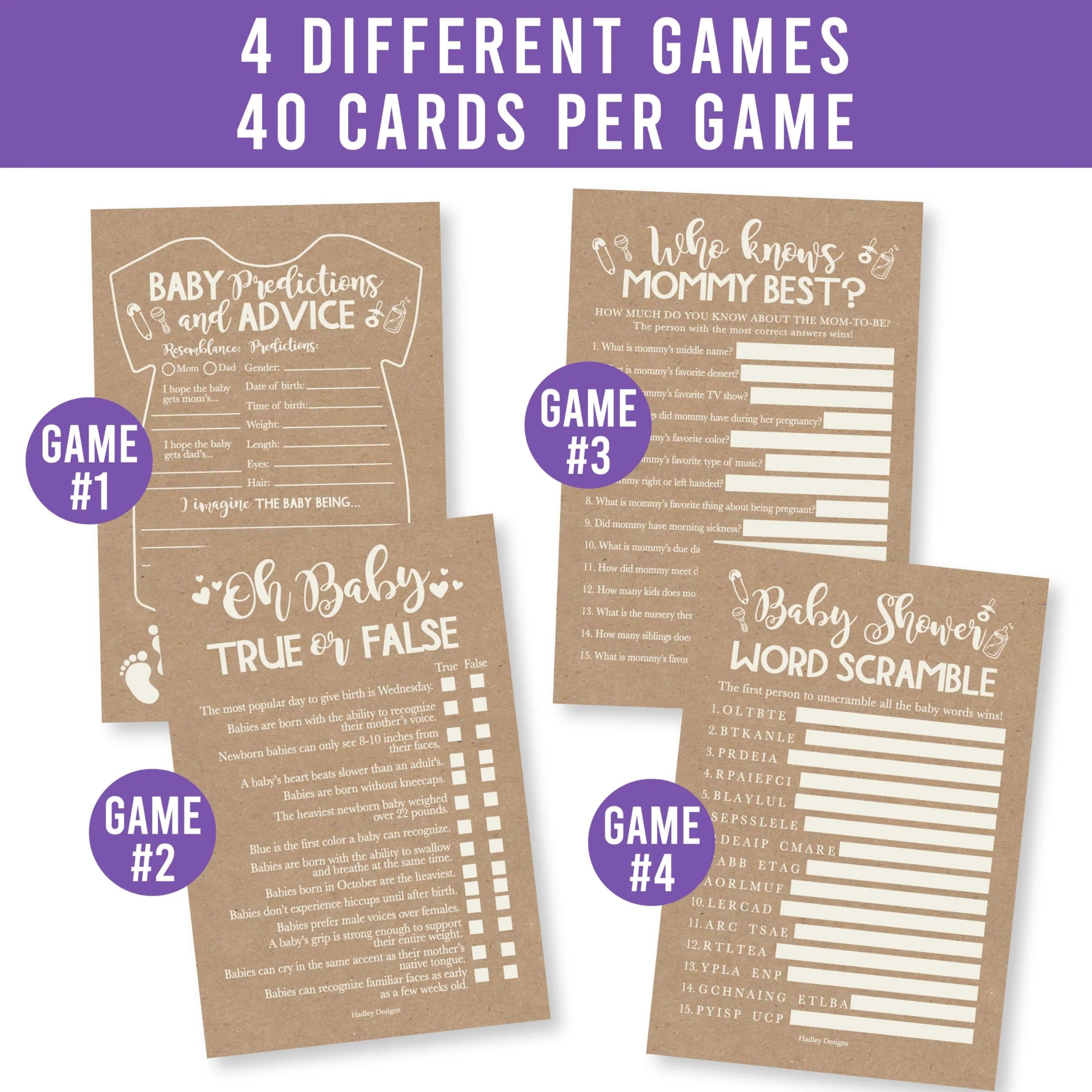 40 Baby Shower Games for Guests – Predictions & Advice Cards, Word Scramble, Who Knows Mommy Best – Different Themes for Boys & Girls - Image 9