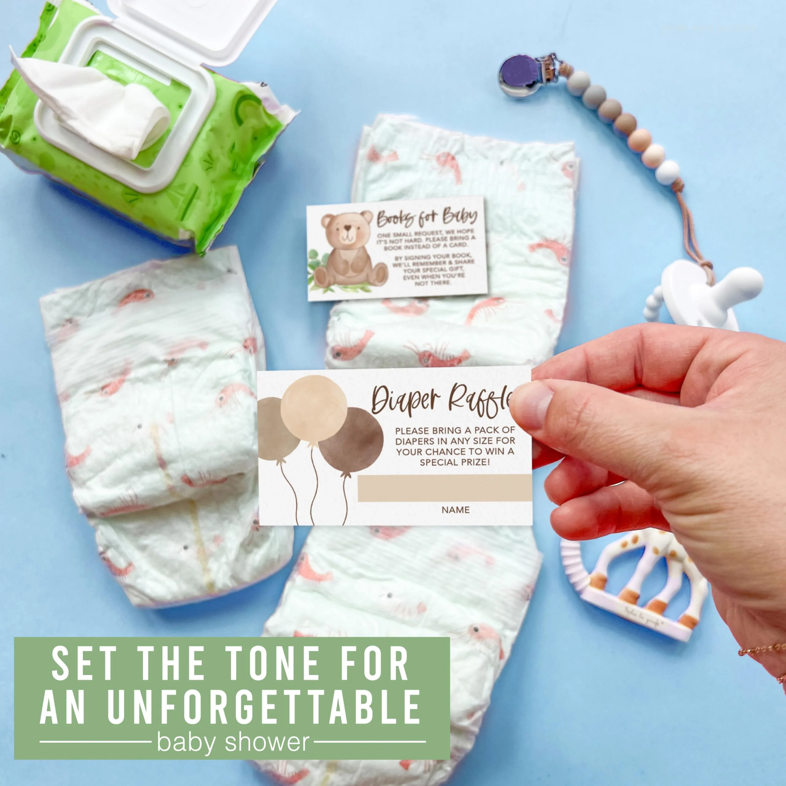 40 Baby Shower Invitations for Boy – Includes Diaper Raffle, Book Request Cards & Envelopes – Complete Set - Image 4