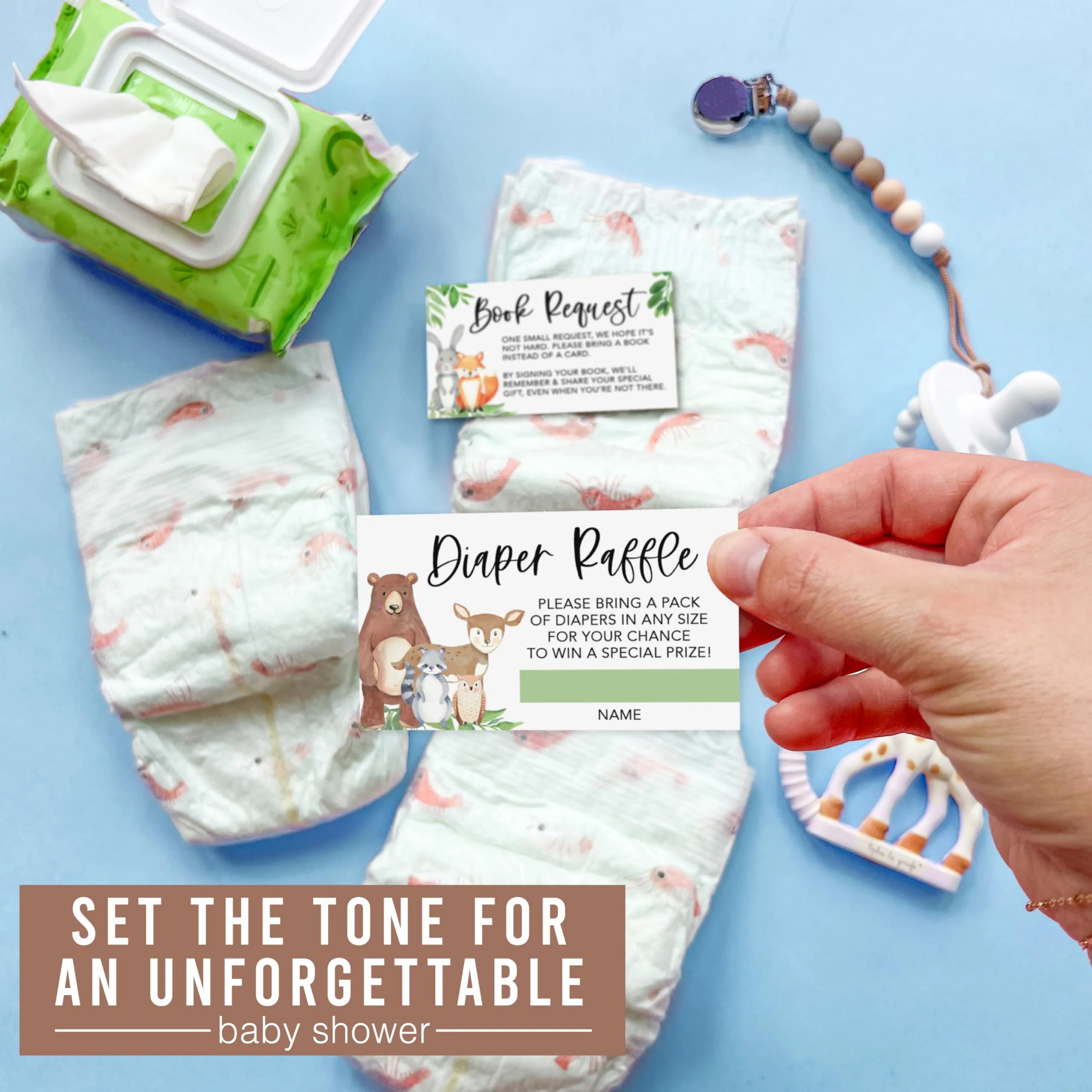 40 Baby Shower Invitations for Boy – Includes Diaper Raffle, Book Request Cards & Envelopes – Complete Set - Image 4