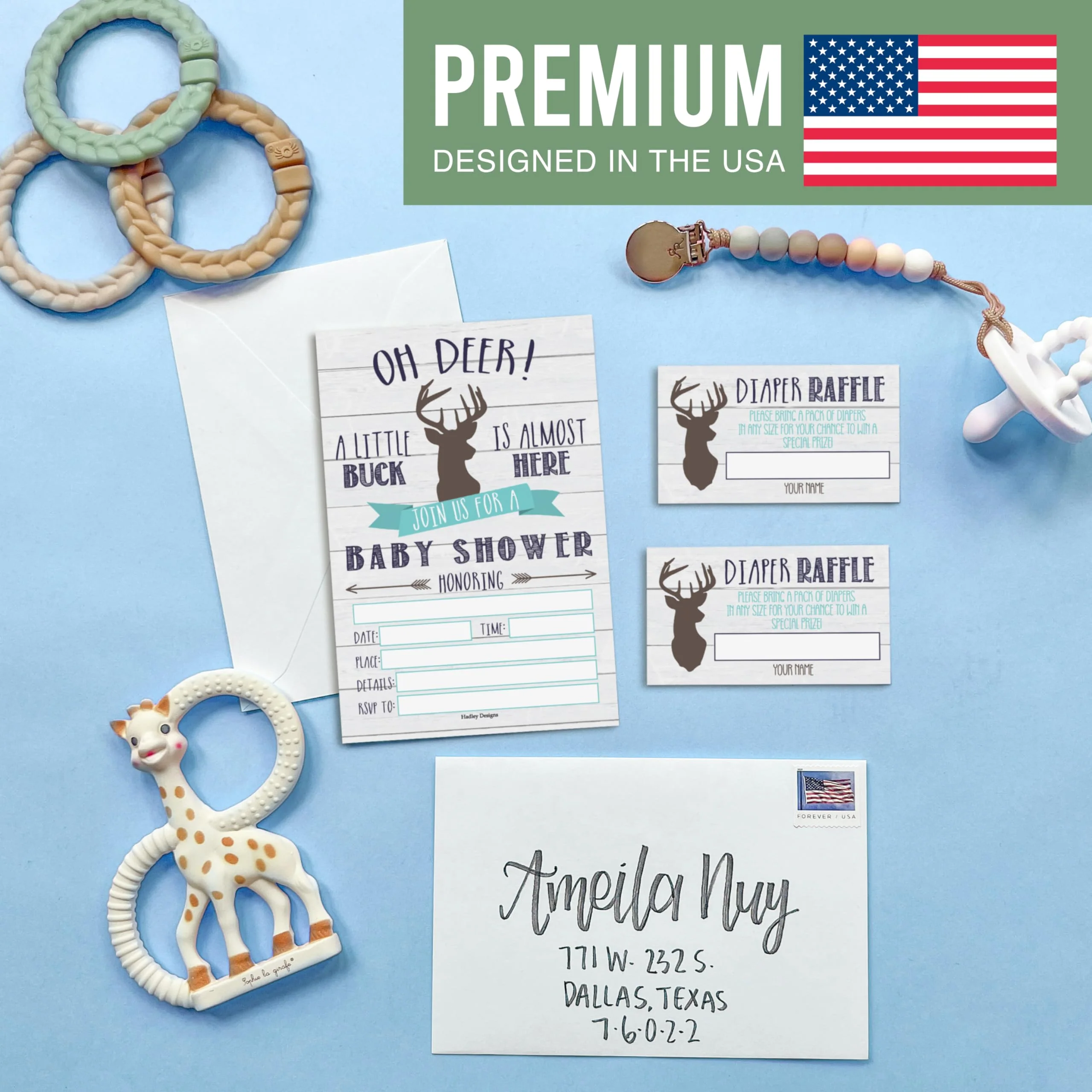 40 Baby Shower Invitations for Boy – Includes Diaper Raffle, Book Request Cards & Envelopes – Complete Set - Image 3