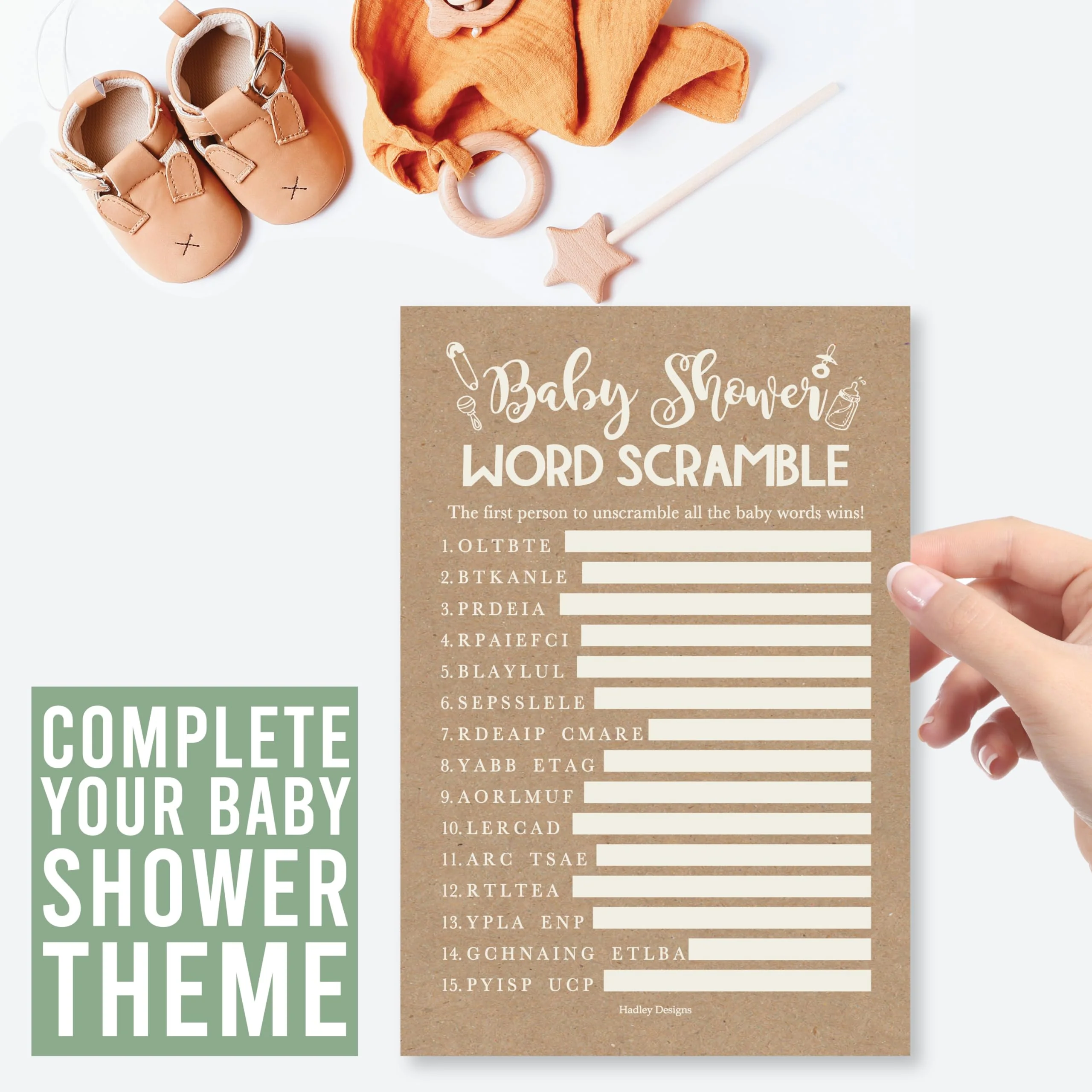 50 Baby Shower Games for Guests – Predictions & Advice Cards, Word Scramble – Different Themes for Boys & Girls - Image 9