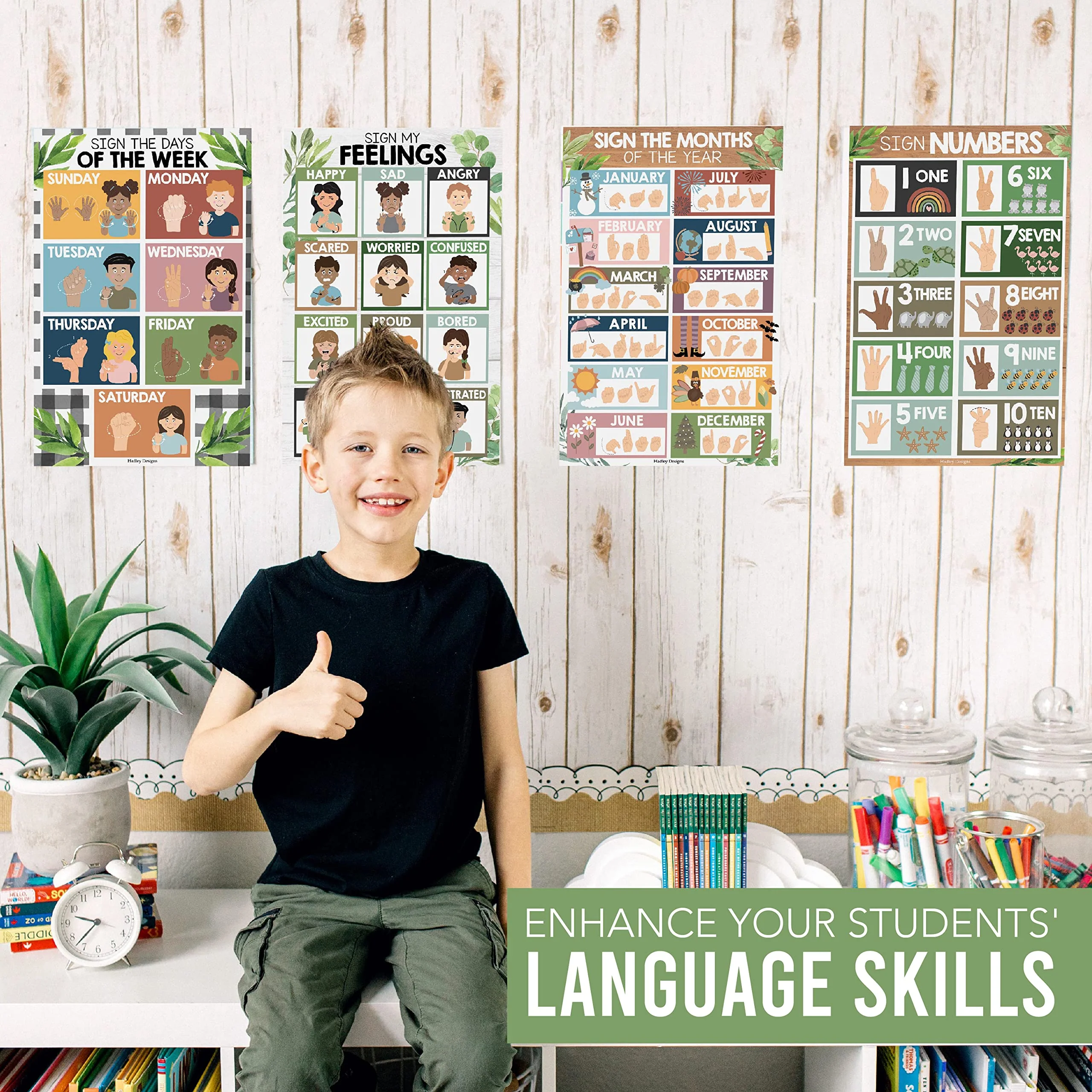 ASL Sign Language Kit: Greenery 8 Poster Set - Image 7