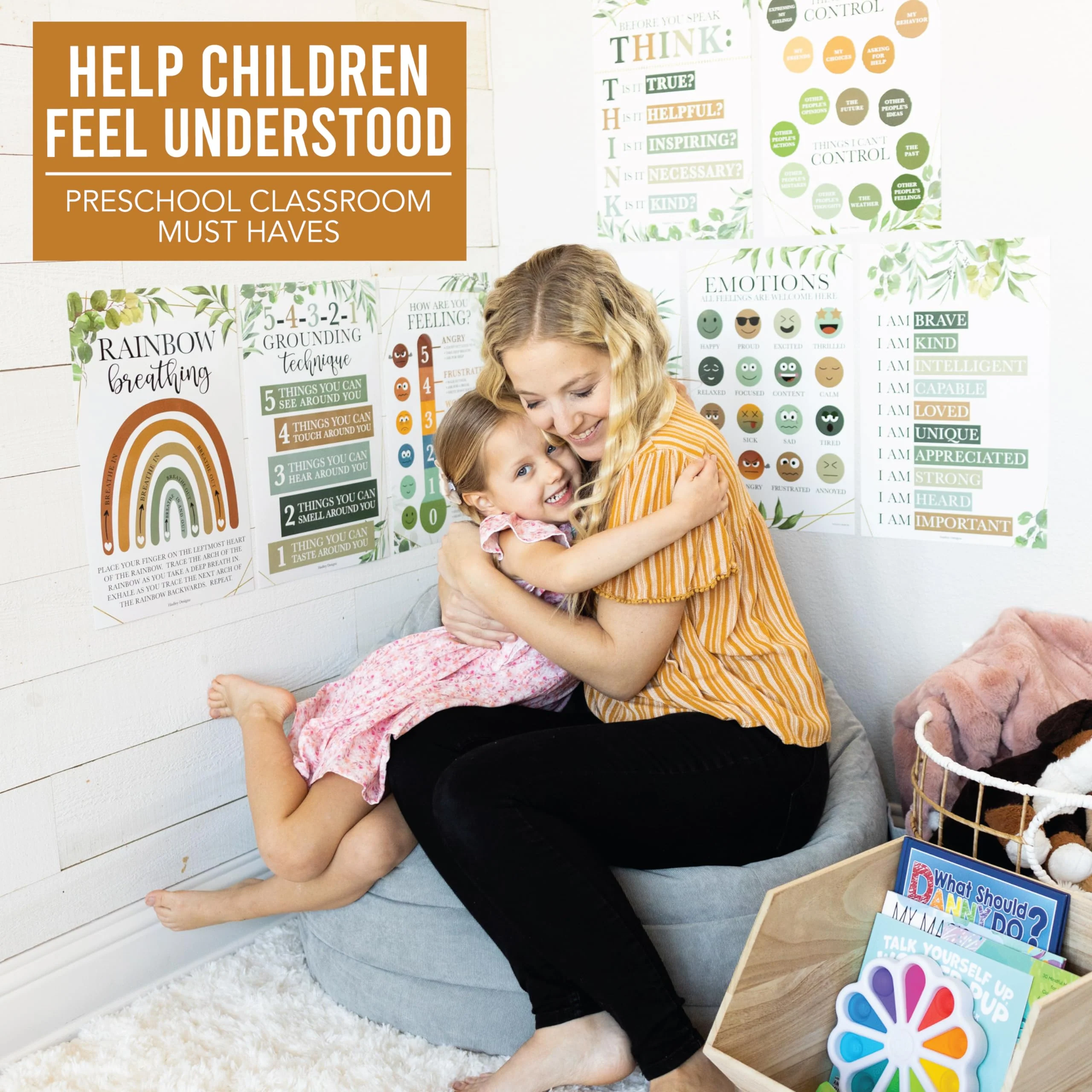 8 Calming Corner Classroom Posters - Preschool Decorations, Feelings & Emotions Charts for Kids - Image 4