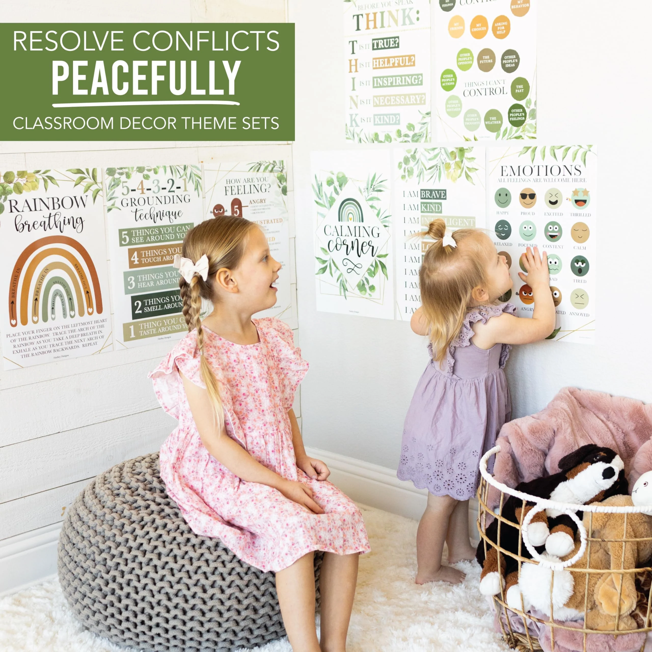 8 Calming Corner Classroom Posters - Preschool Decorations, Feelings & Emotions Charts for Kids - Image 7