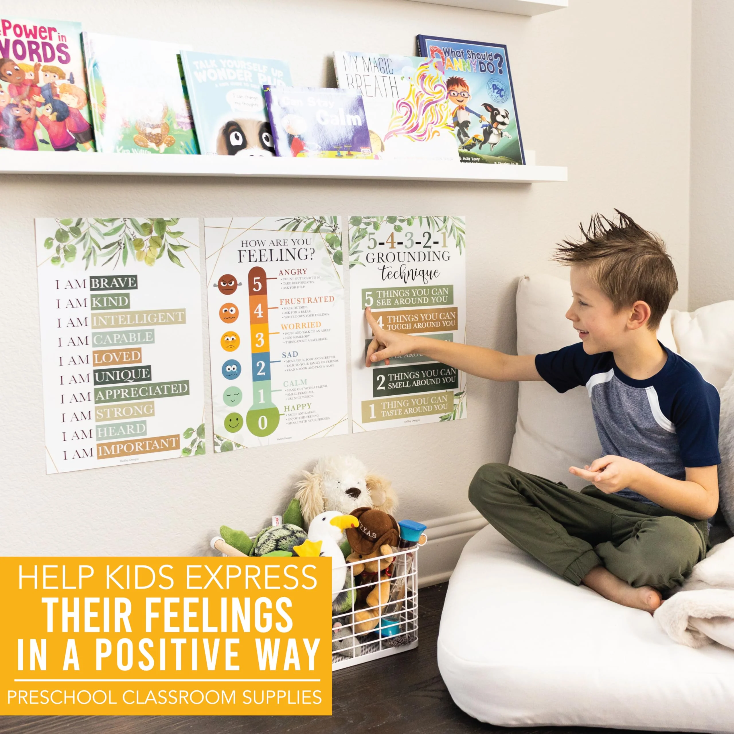 8 Calming Corner Classroom Posters - Preschool Decorations, Feelings & Emotions Charts for Kids - Image 8