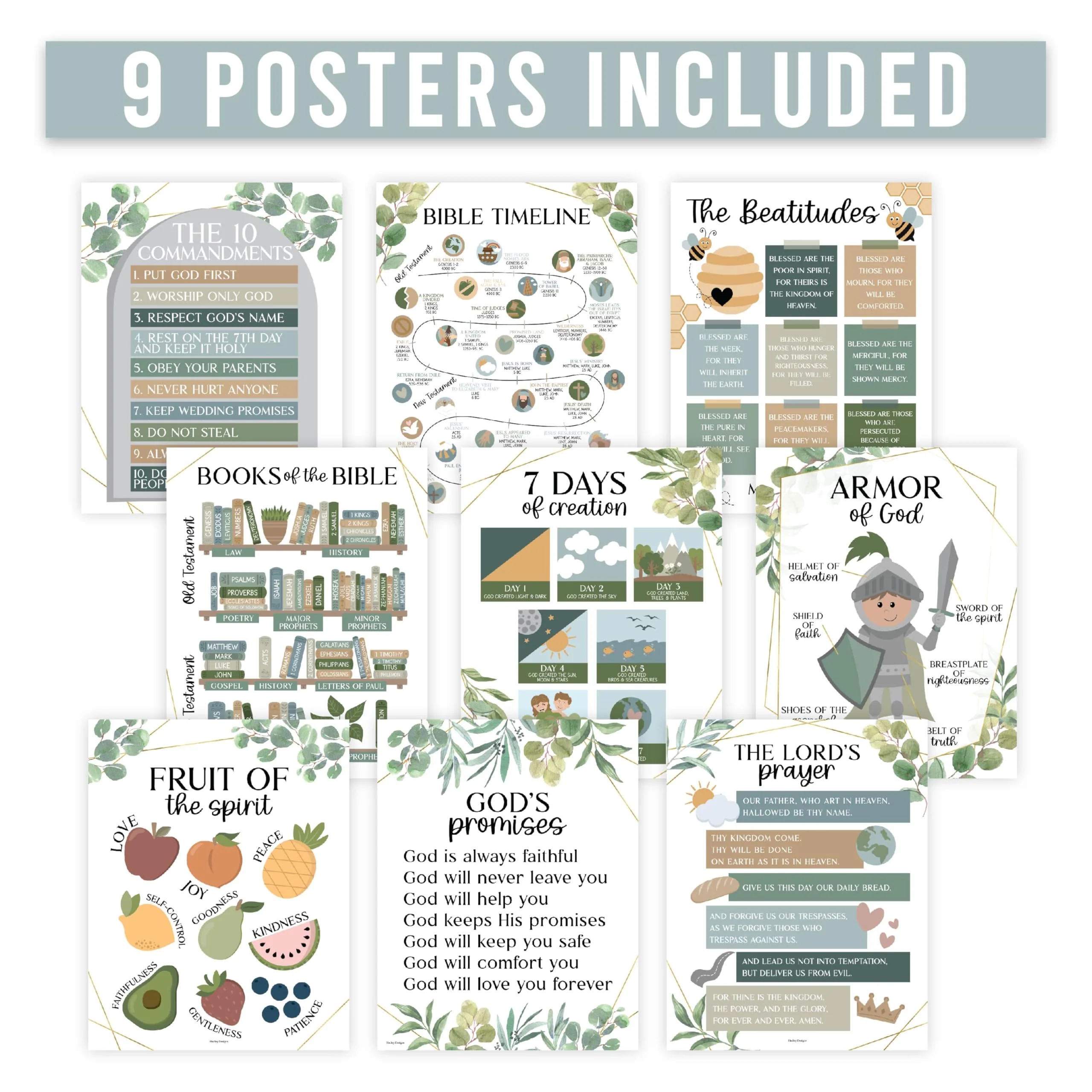 Bible Learning Kit, Greenery 9 Poster Pack - Image 4