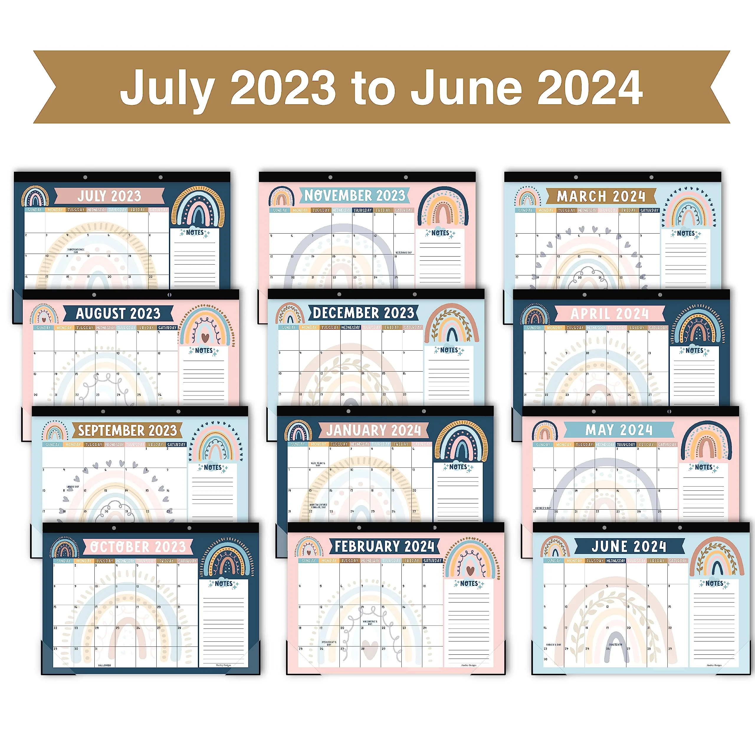 Boho Large Desk Calendar 2023-2024 Calendar Desk Pad - 18 Month Calendar For Desk Calendars 2023-2024, 2023 Desk Planner 2023 Desk Calendar 11x17, Large Calendar 2023-2024 For Wall Calender 2023 - Image 3