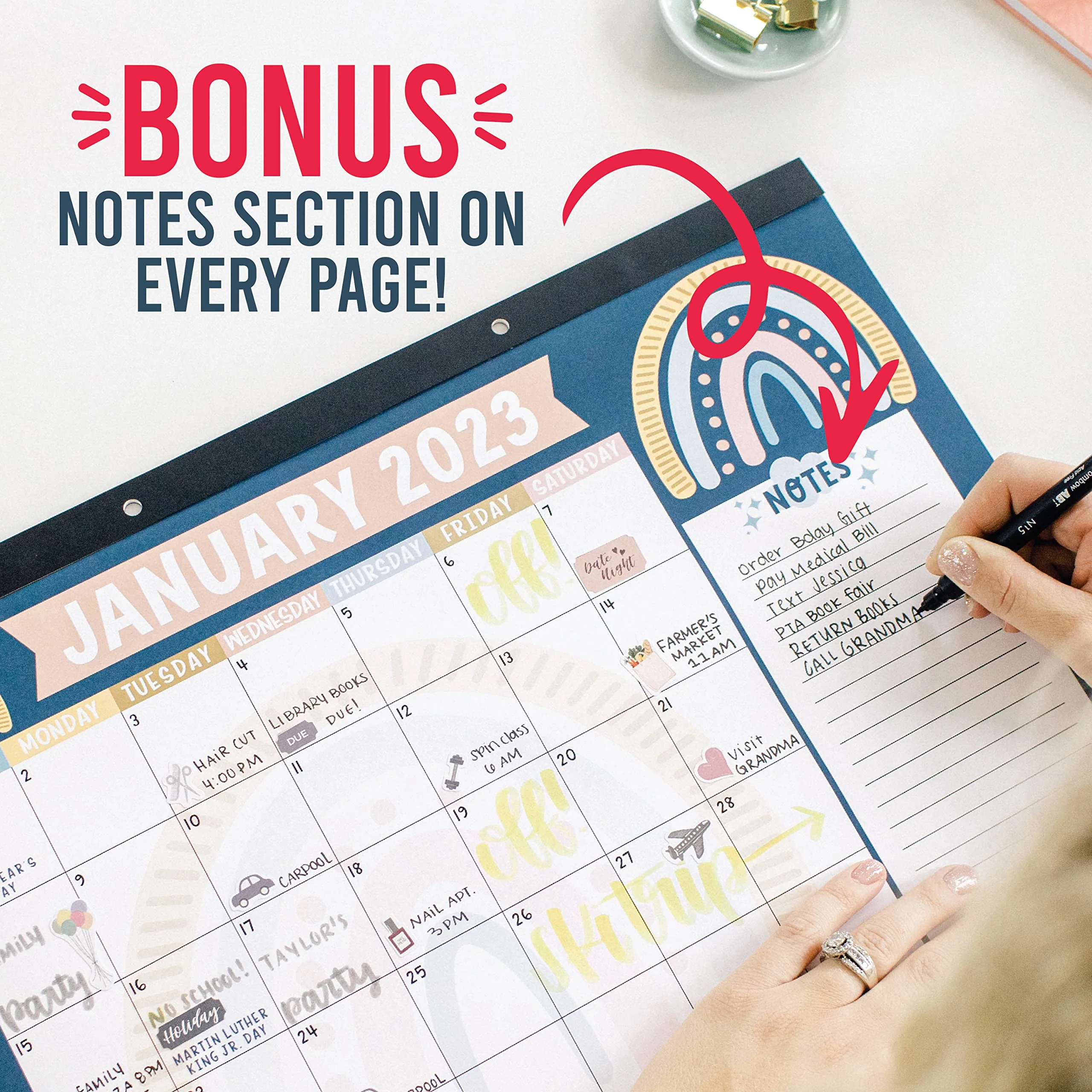 Boho Large Desk Calendar 2023-2024 Calendar Desk Pad - 18 Month Calendar For Desk Calendars 2023-2024, 2023 Desk Planner 2023 Desk Calendar 11x17, Large Calendar 2023-2024 For Wall Calender 2023 - Image 7
