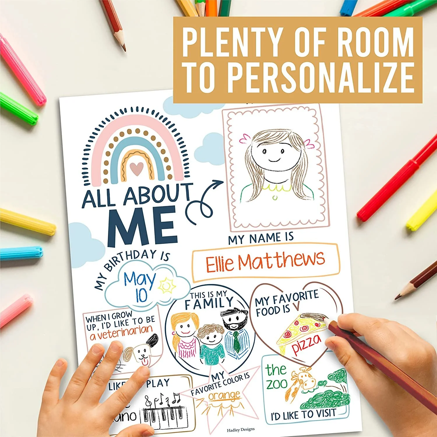 Boho Rainbow All About Me Posters - Image 3