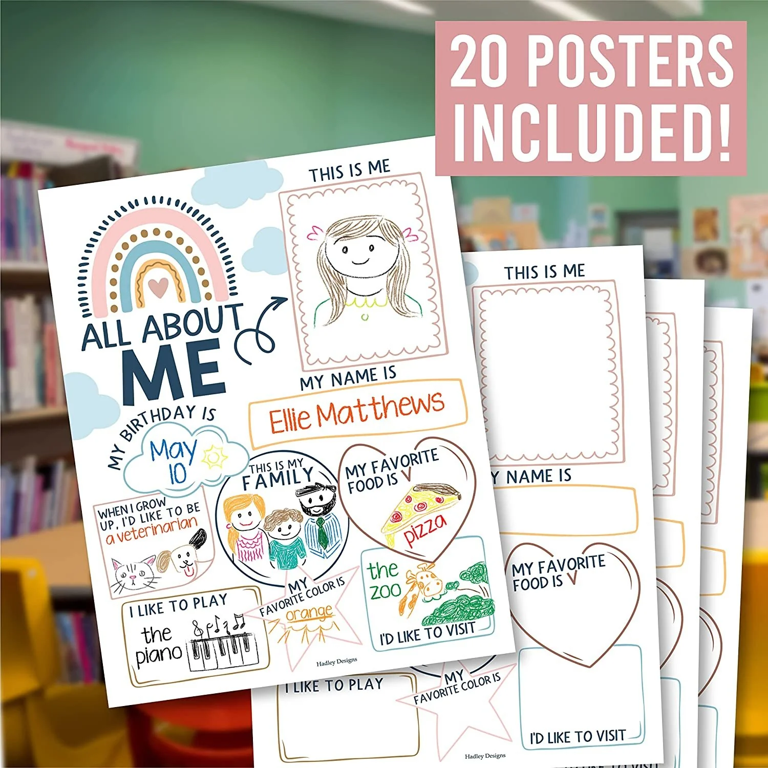 Boho Rainbow All About Me Posters - Image 4