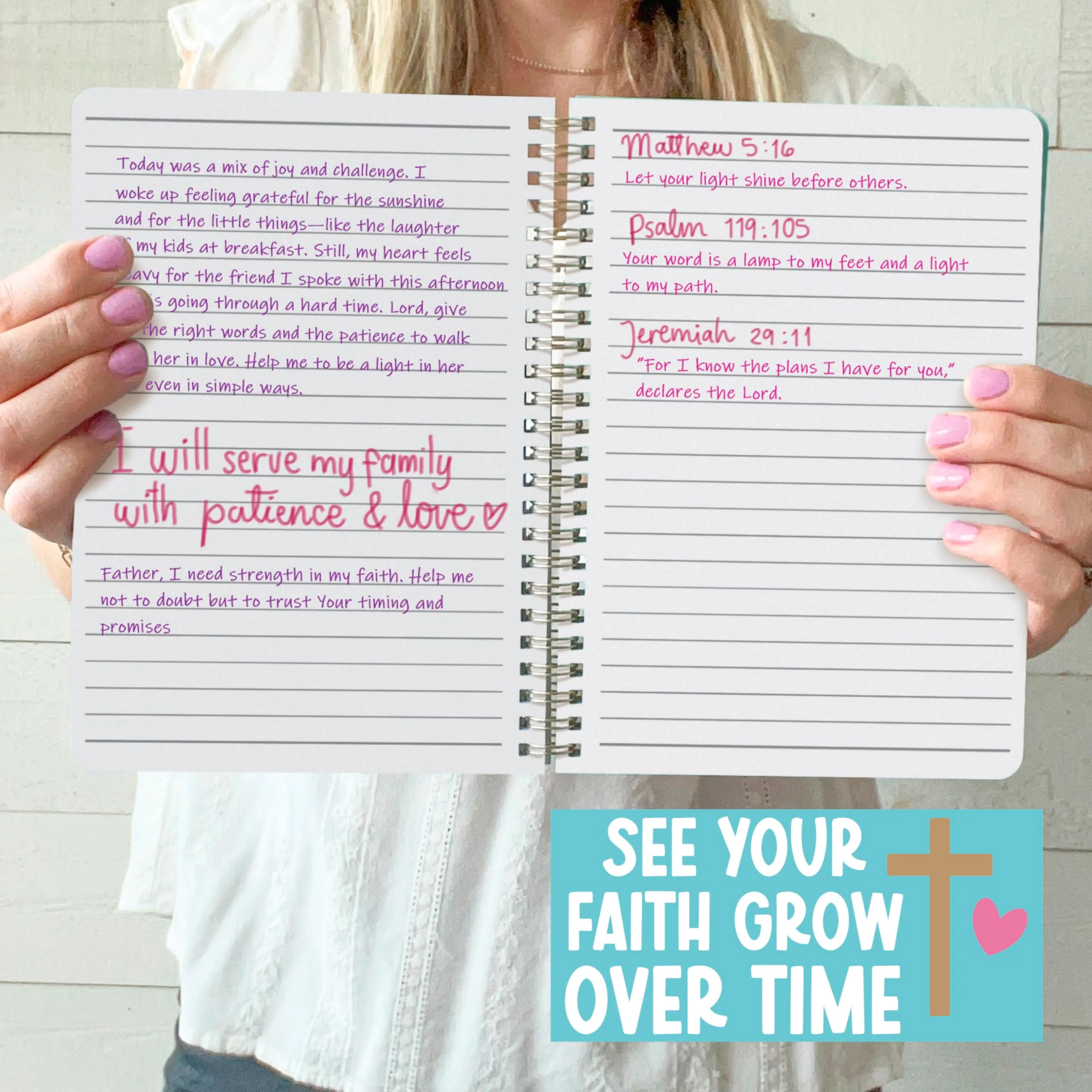 Christian Journals for Women - Bible Journaling, Daily Scripture Notebook, Religious Journal for Church Notes, Inspirational Chalkboard Journal - Daisy - Image 9
