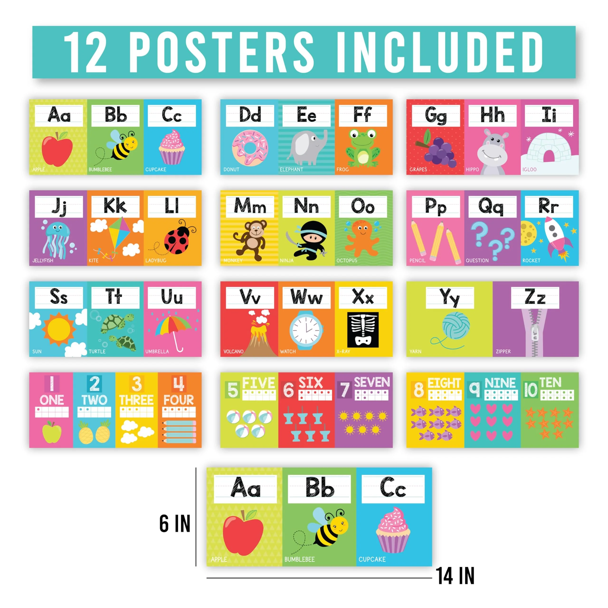Letters & Numbers Jumpstart Kit: Colorful 12 Poster Pack - Image 4