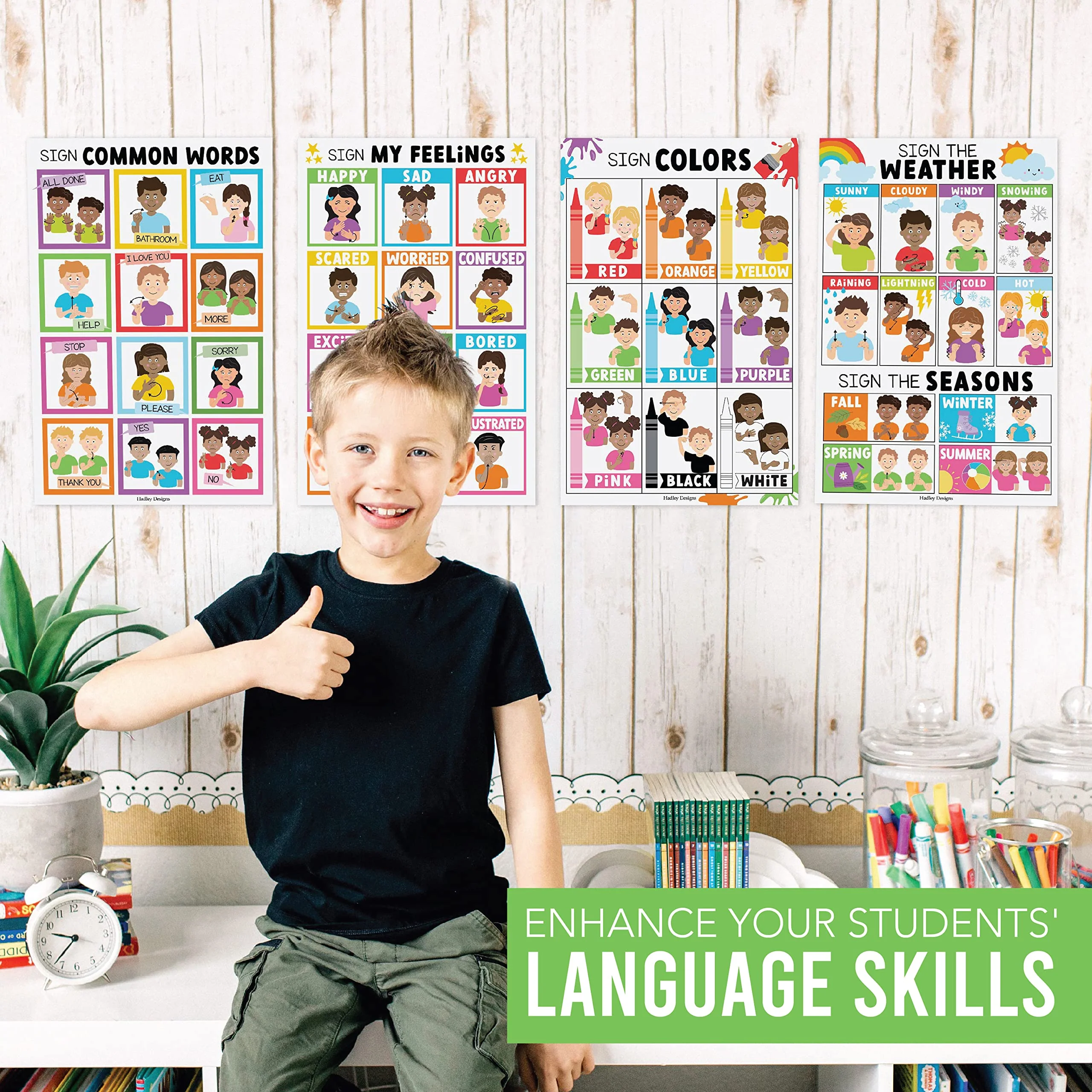 ASL Sign Language Kit: Colorful 8 Poster Set - Image 7