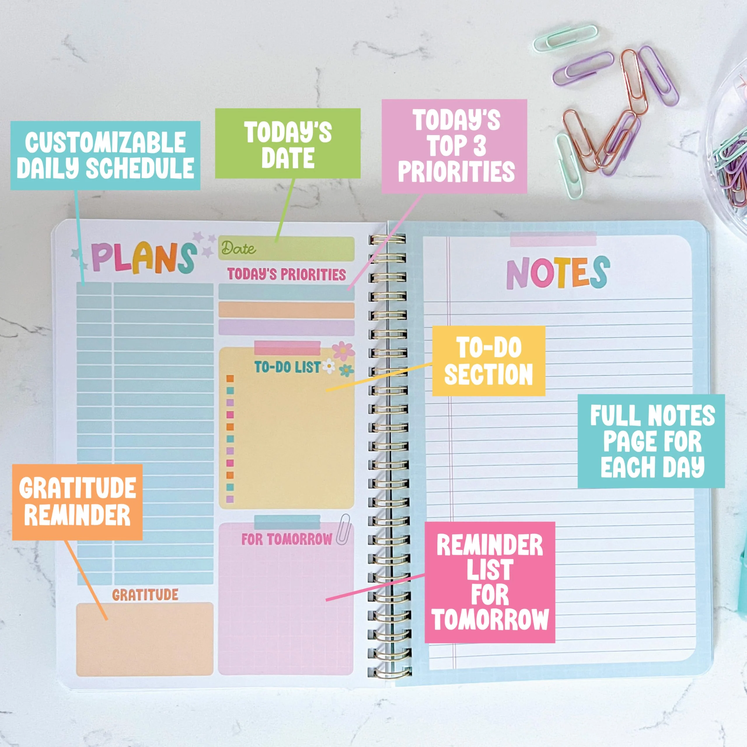 Pink Undated Teacher Planner + 3 Sticker Sheets - Image 3