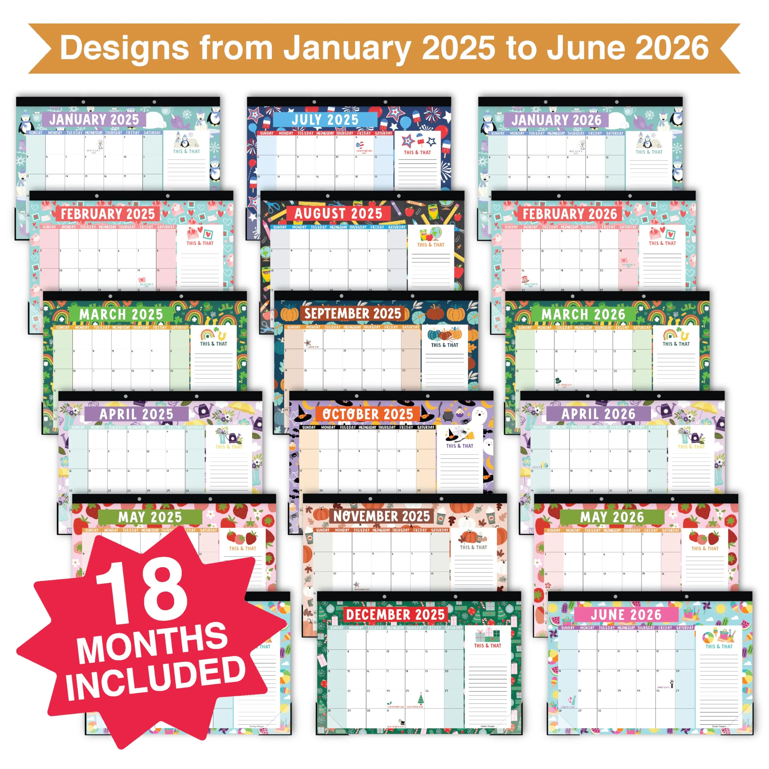 18 Month Large Doodle Desk Calendar: 2025-2026 - Image 3
