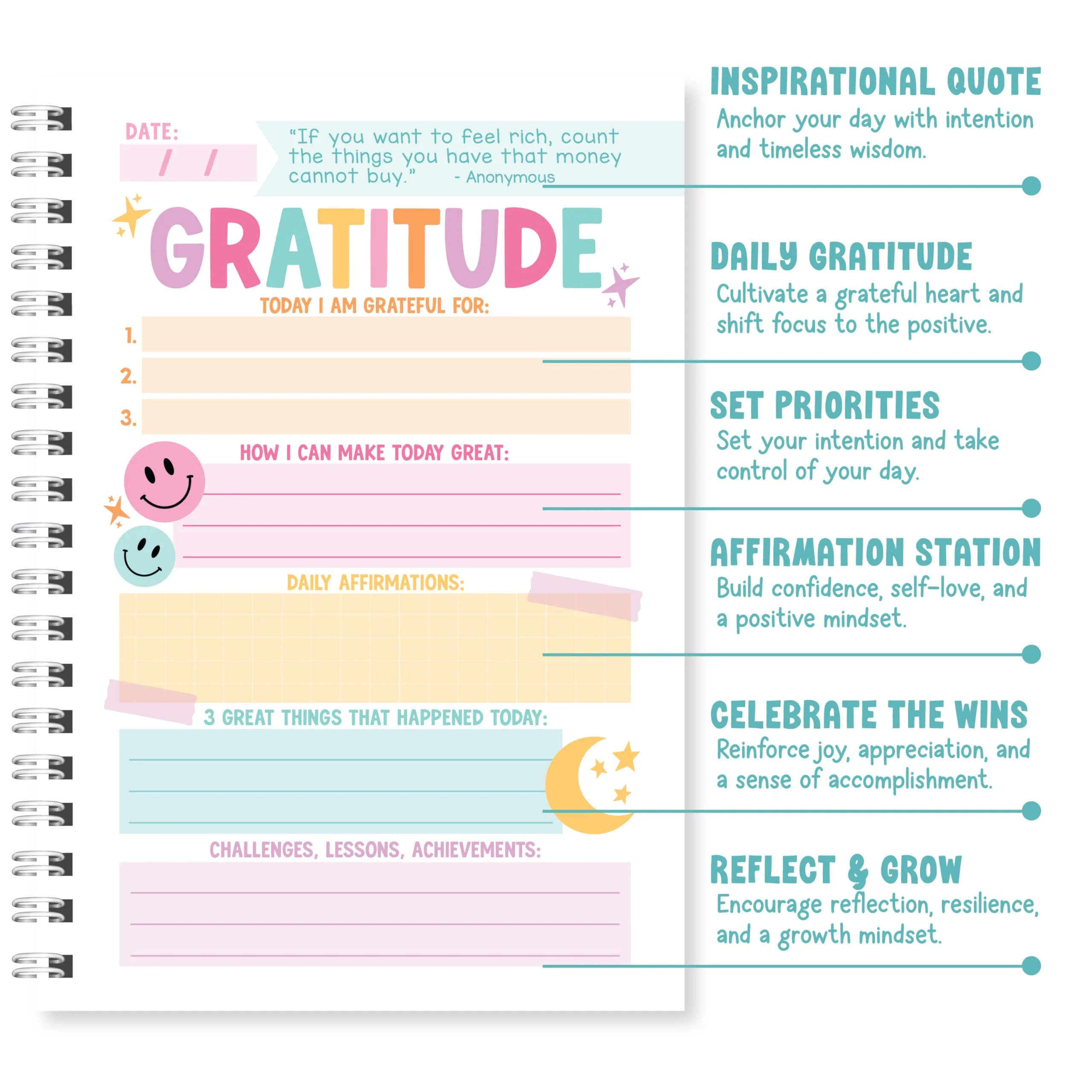 Gratitude Journal for Women - Daily Guided Journal with Prompts, Gratefulness Notebook -  Beige - Image 3