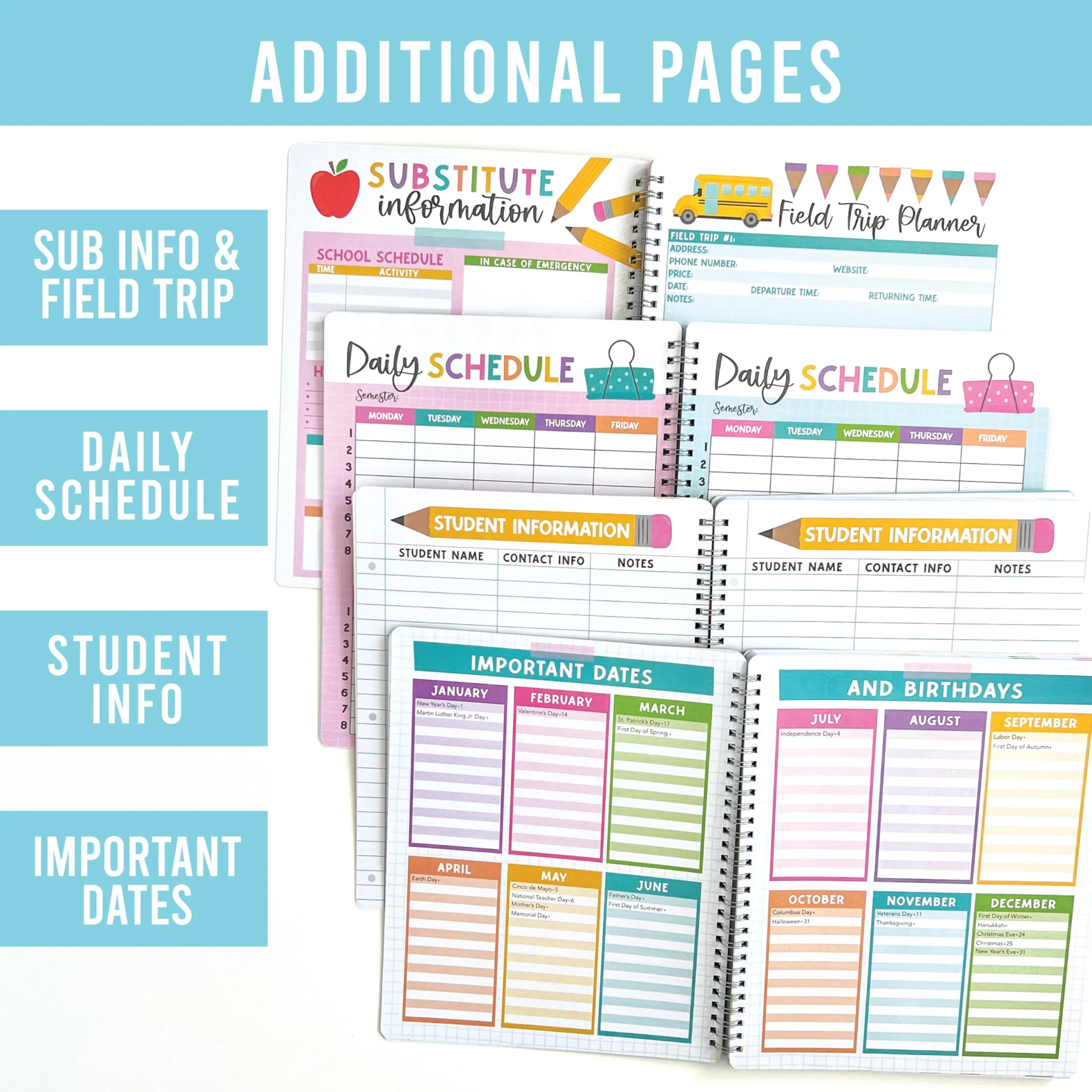 Hadley Designs Teacher Planner 2026-2027 - Undated Teacher Planners, Homeschool Lesson Planner Book for Teachers Must Haves, Lesson Plan Book For Teachers Classroom Supplies & Appreciation Gifts - Image 3