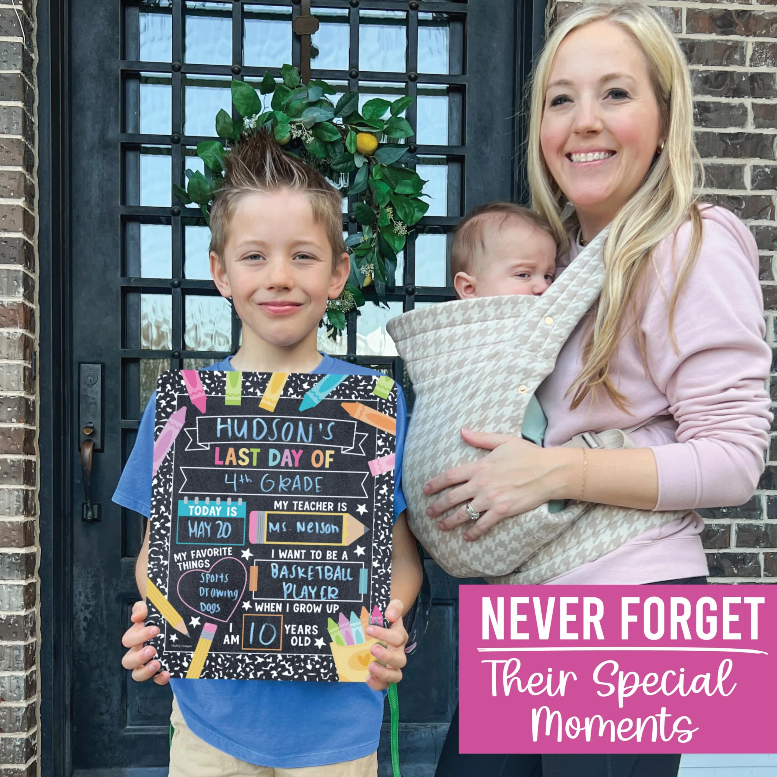 My Last Day of School Sign with Markers -11x14 Back to School Signs First and Last Day, Kindergarten Chalkboard Signs, Pre K Sign Board, Preschool Board, Reusable Photo Prop for Kids - Image 6