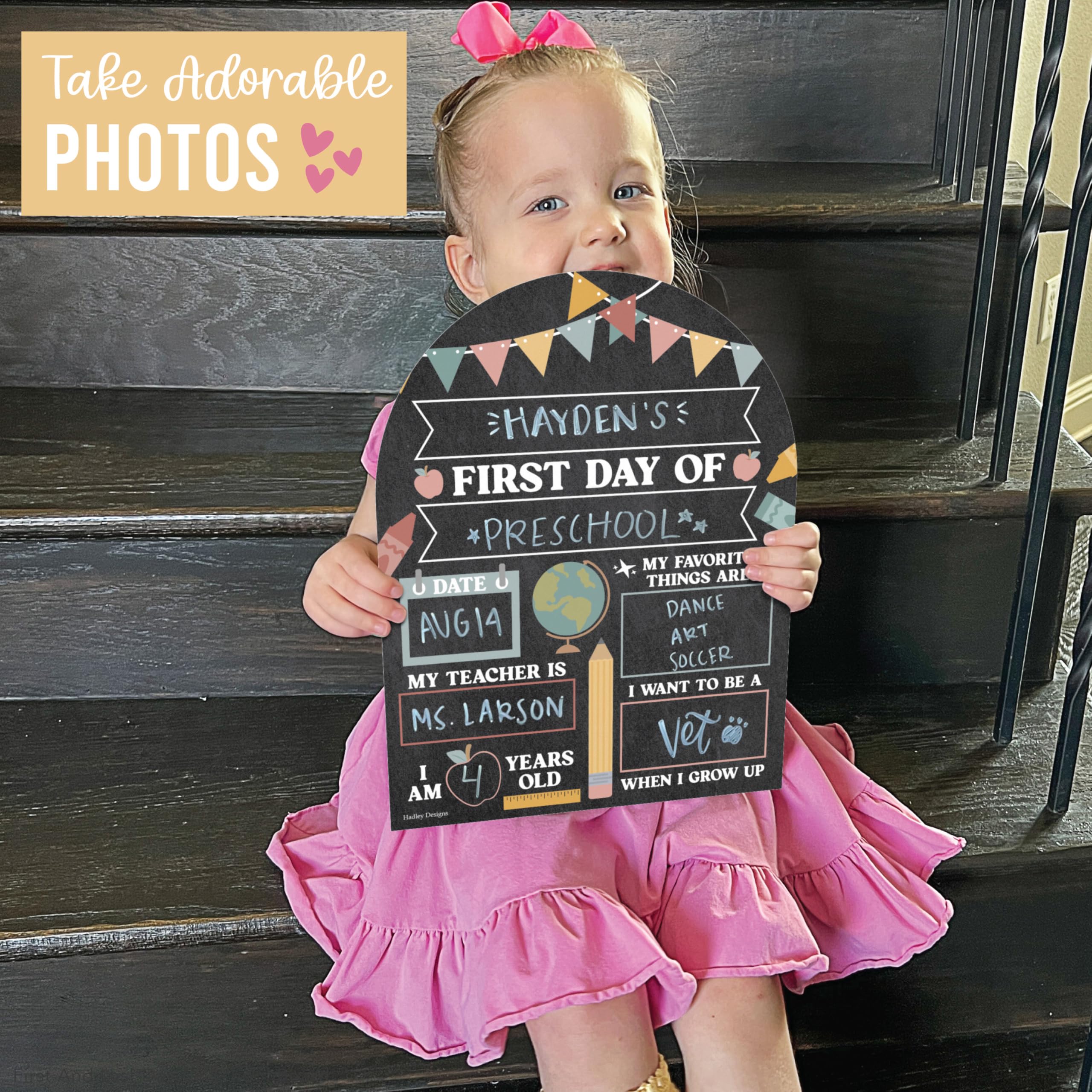 My Last Day of School Sign with Markers -11x14 Back to School Signs First and Last Day, Kindergarten Chalkboard Signs, Pre K Sign Board, Preschool Board, Reusable Photo Prop for Kids - Image 5