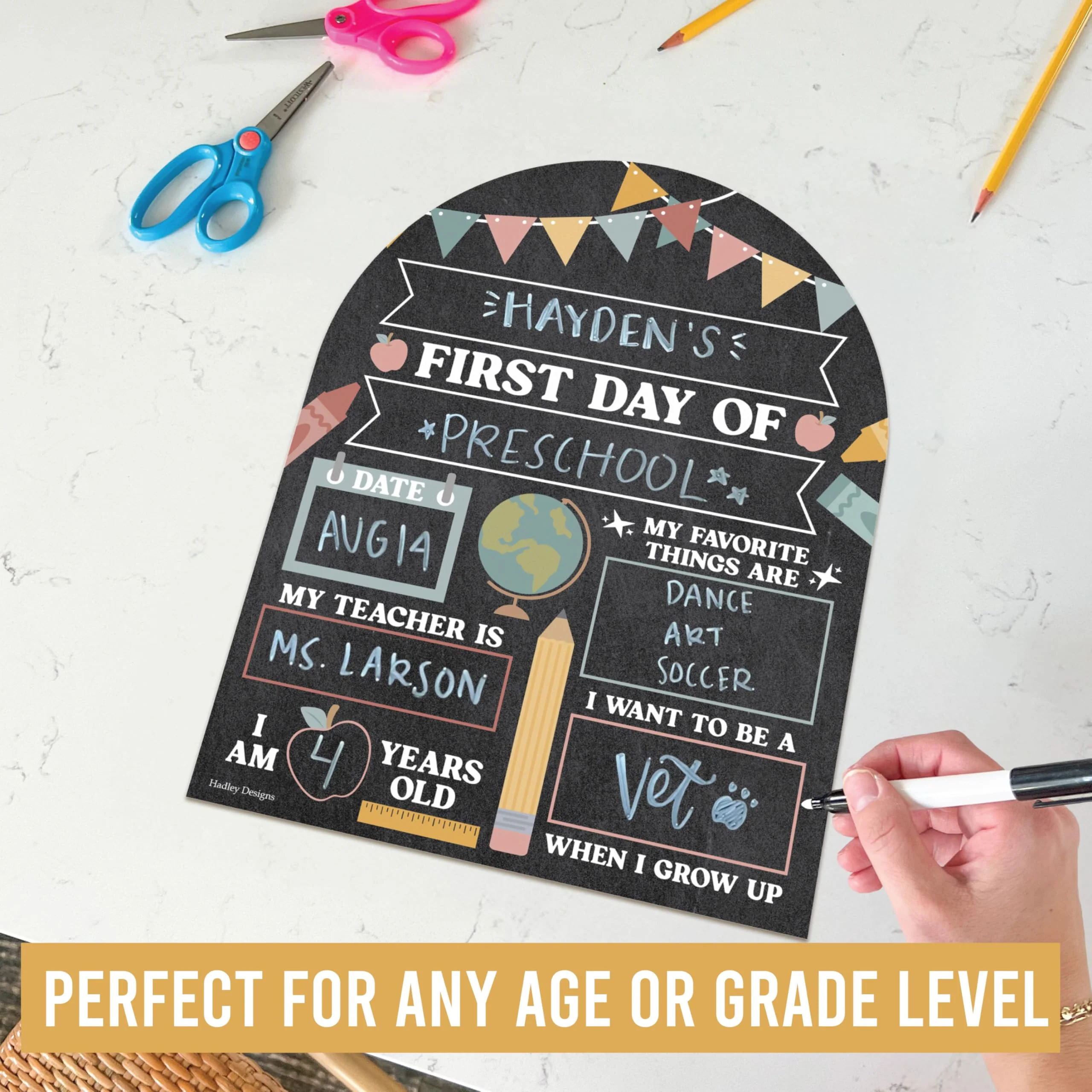 My Last Day of School Sign with Markers -11x14 Back to School Signs First and Last Day, Kindergarten Chalkboard Signs, Pre K Sign Board, Preschool Board, Reusable Photo Prop for Kids - Image 7