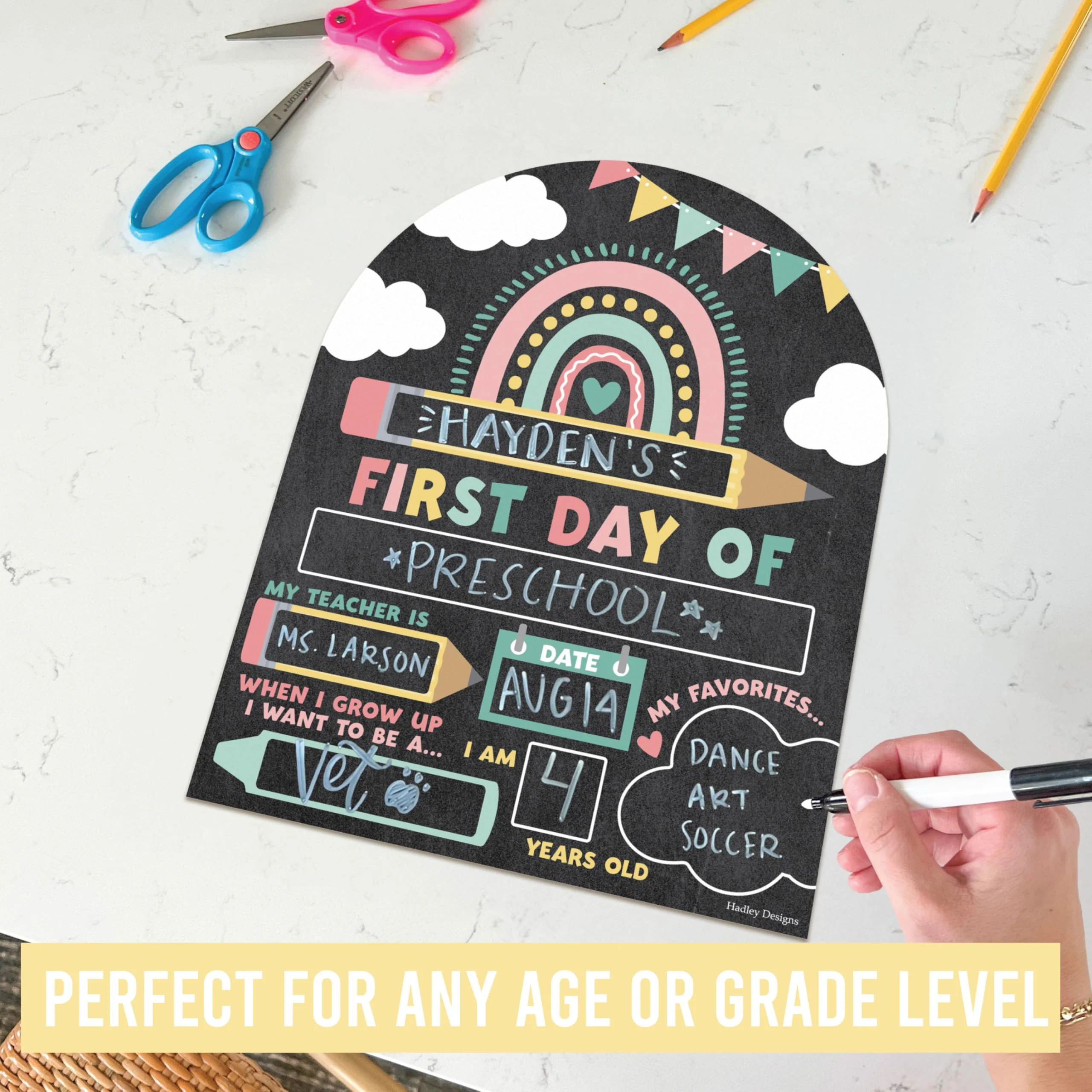 My Last Day of School Sign with Markers -11x14 Back to School Signs First and Last Day, Kindergarten Chalkboard Signs, Pre K Sign Board, Preschool Board, Reusable Photo Prop for Kids - Image 7