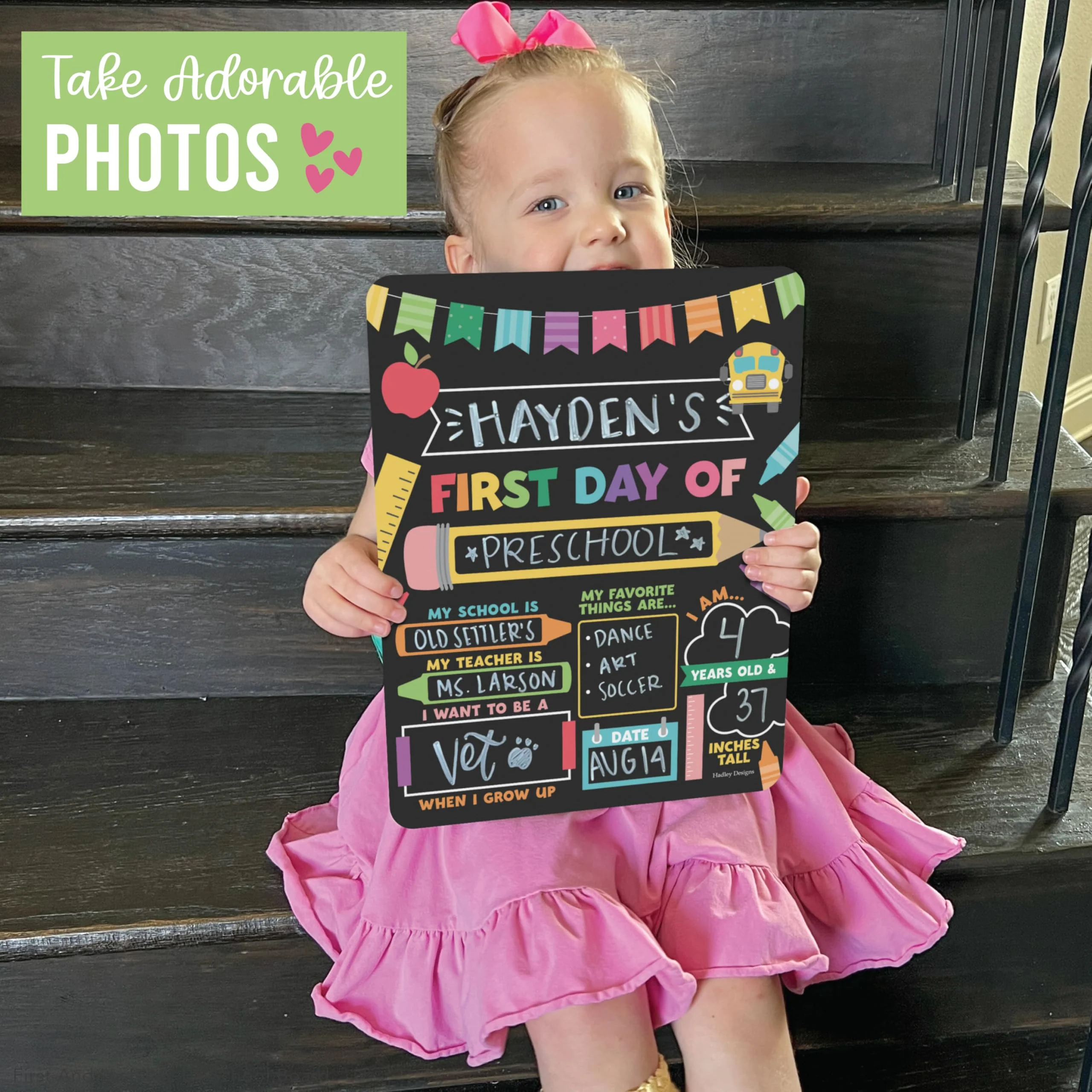 My Last Day of School Sign with Markers -11x14 Back to School Signs First and Last Day, Kindergarten Chalkboard Signs, Pre K Sign Board, Preschool Board, Reusable Photo Prop for Kids - Image 5