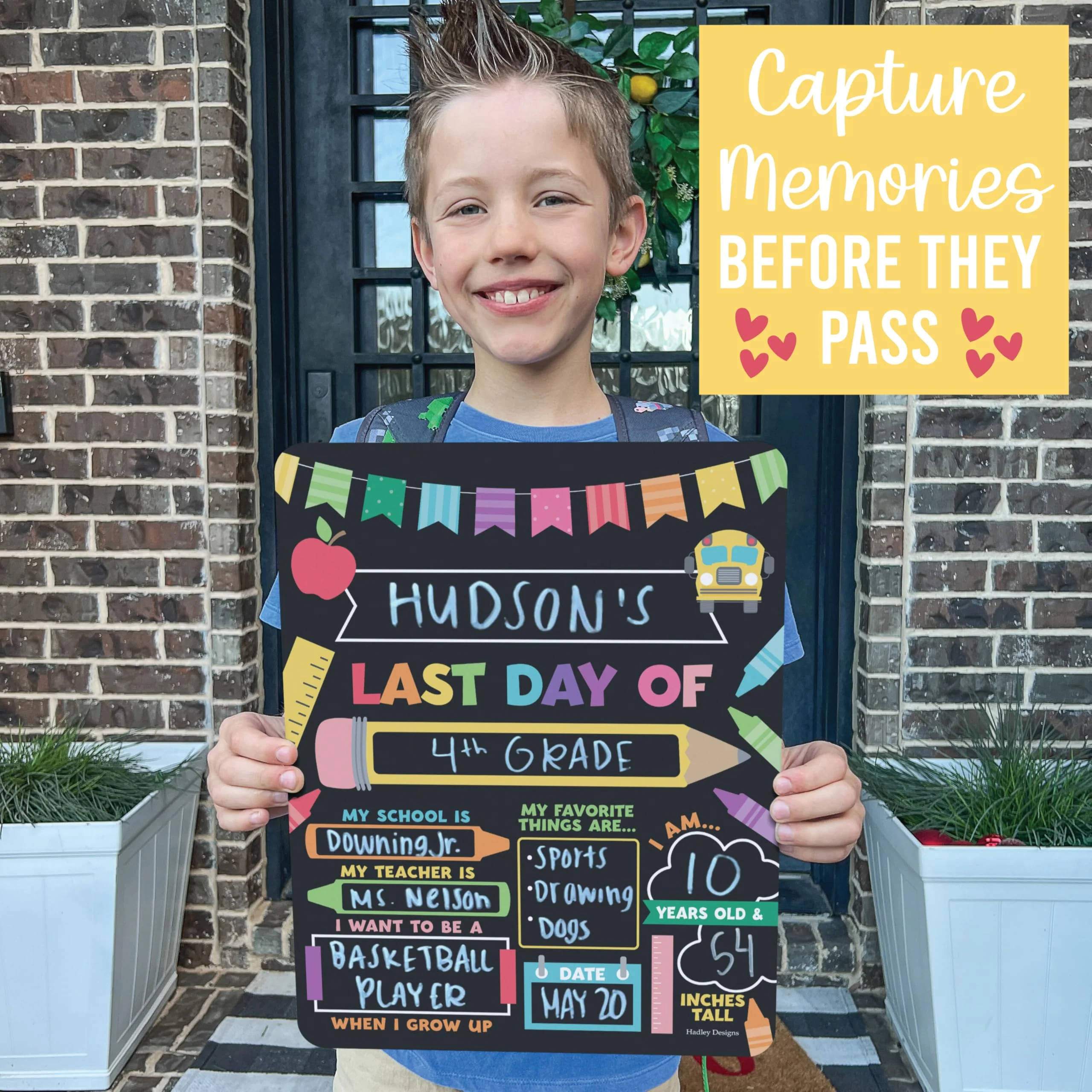 My Last Day of School Sign with Markers -11x14 Back to School Signs First and Last Day, Kindergarten Chalkboard Signs, Pre K Sign Board, Preschool Board, Reusable Photo Prop for Kids - Image 9