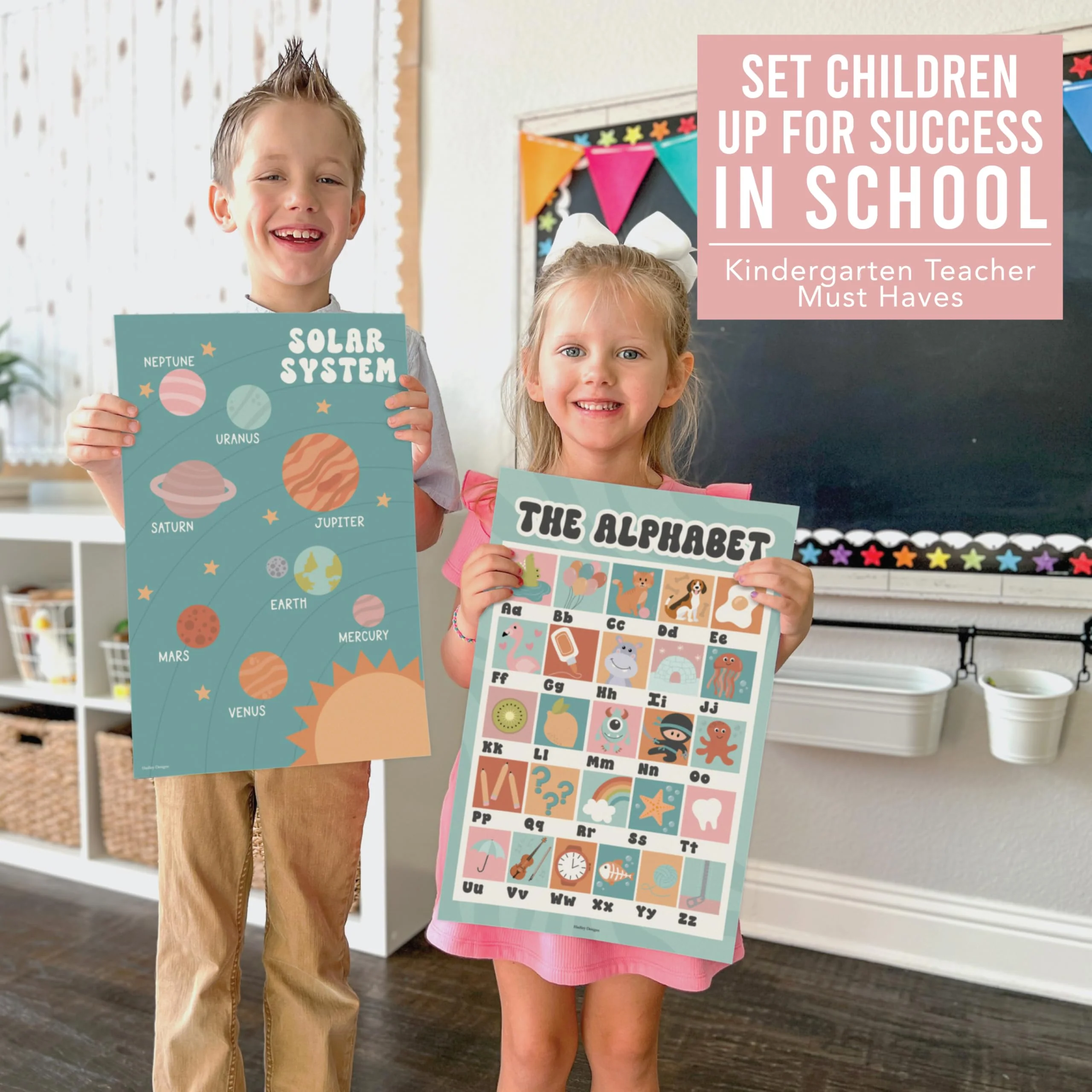 Preschool Head Start Kit, Retro Boho 16 Poster Pack - Image 3