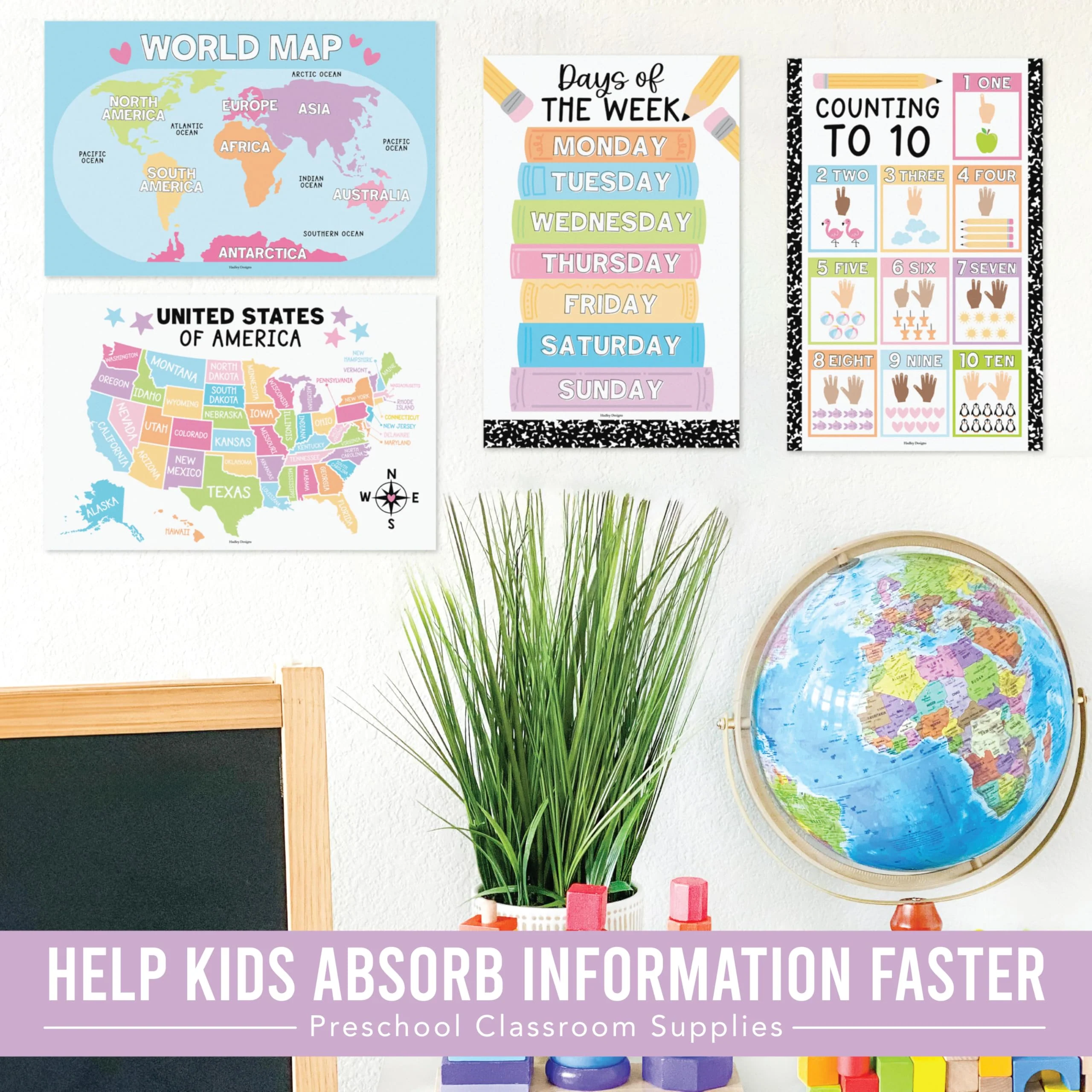 Preschool Head Start Kit, Black & White 16 Poster Pack - Image 6