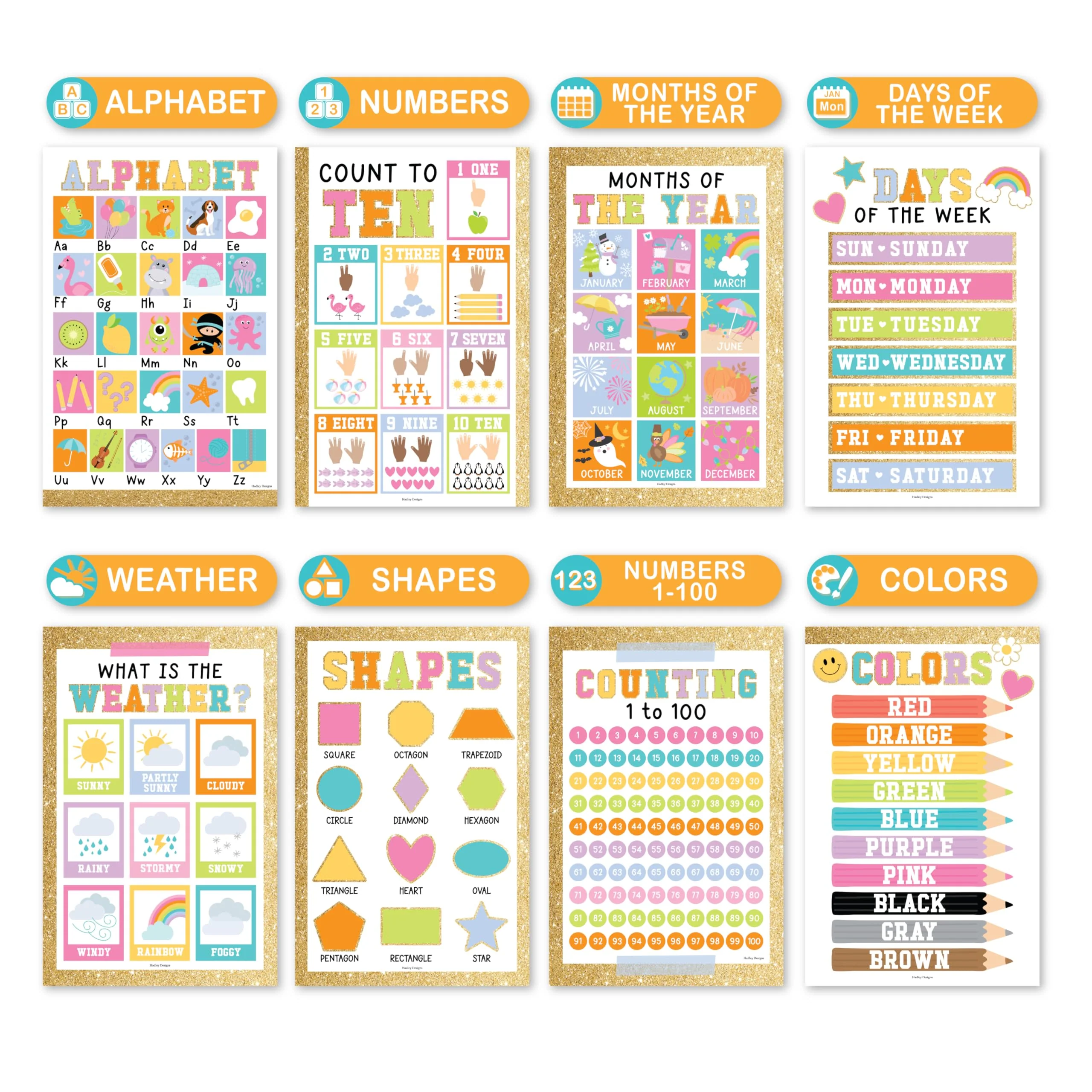Preschool Head Start Kit, Gold 16 Poster Pack - Image 4