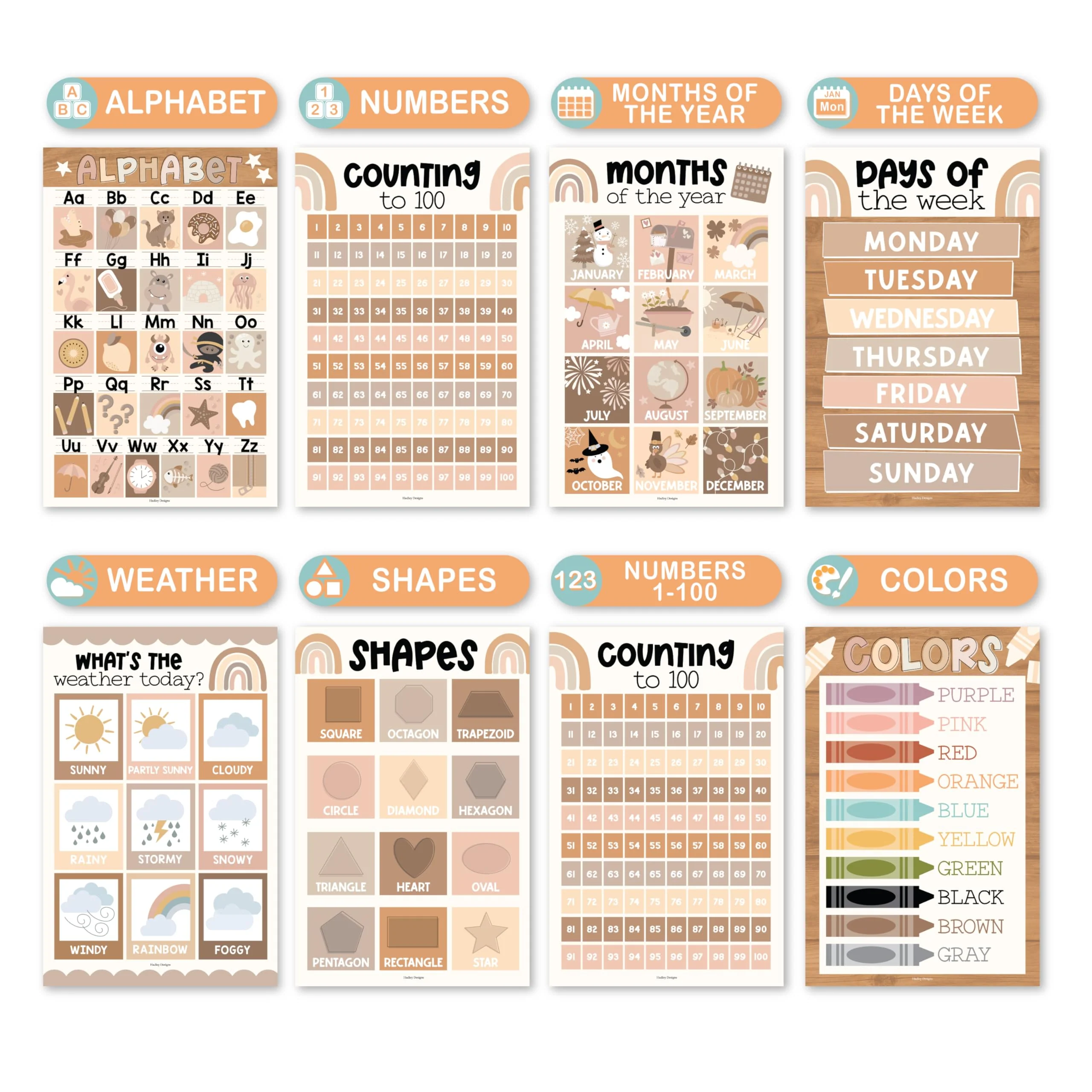 Preschool Head Start Kit, Muted 16 Poster Pack - Image 4