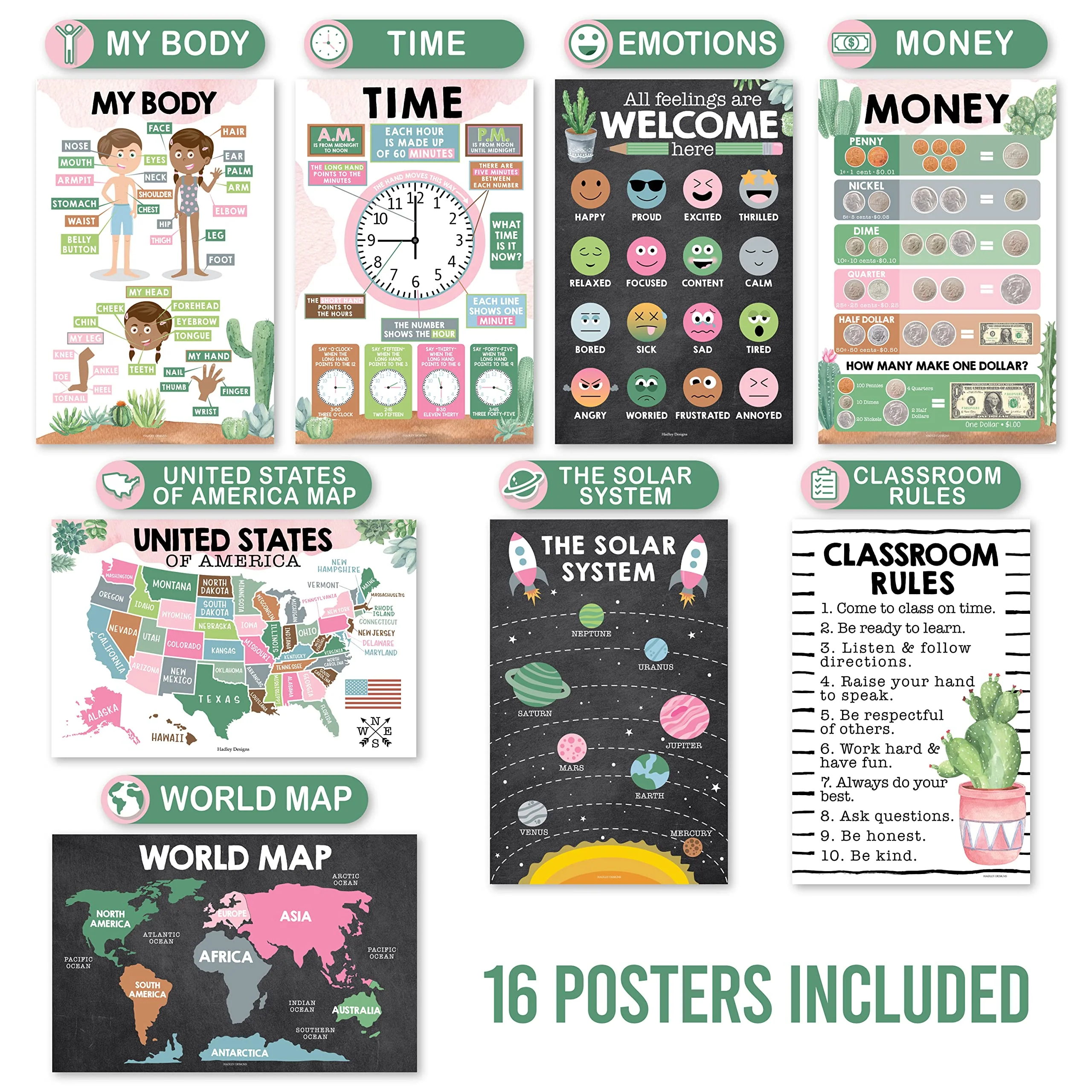 Preschool Head Start Kit, Cactus 16 Poster Pack - Image 4