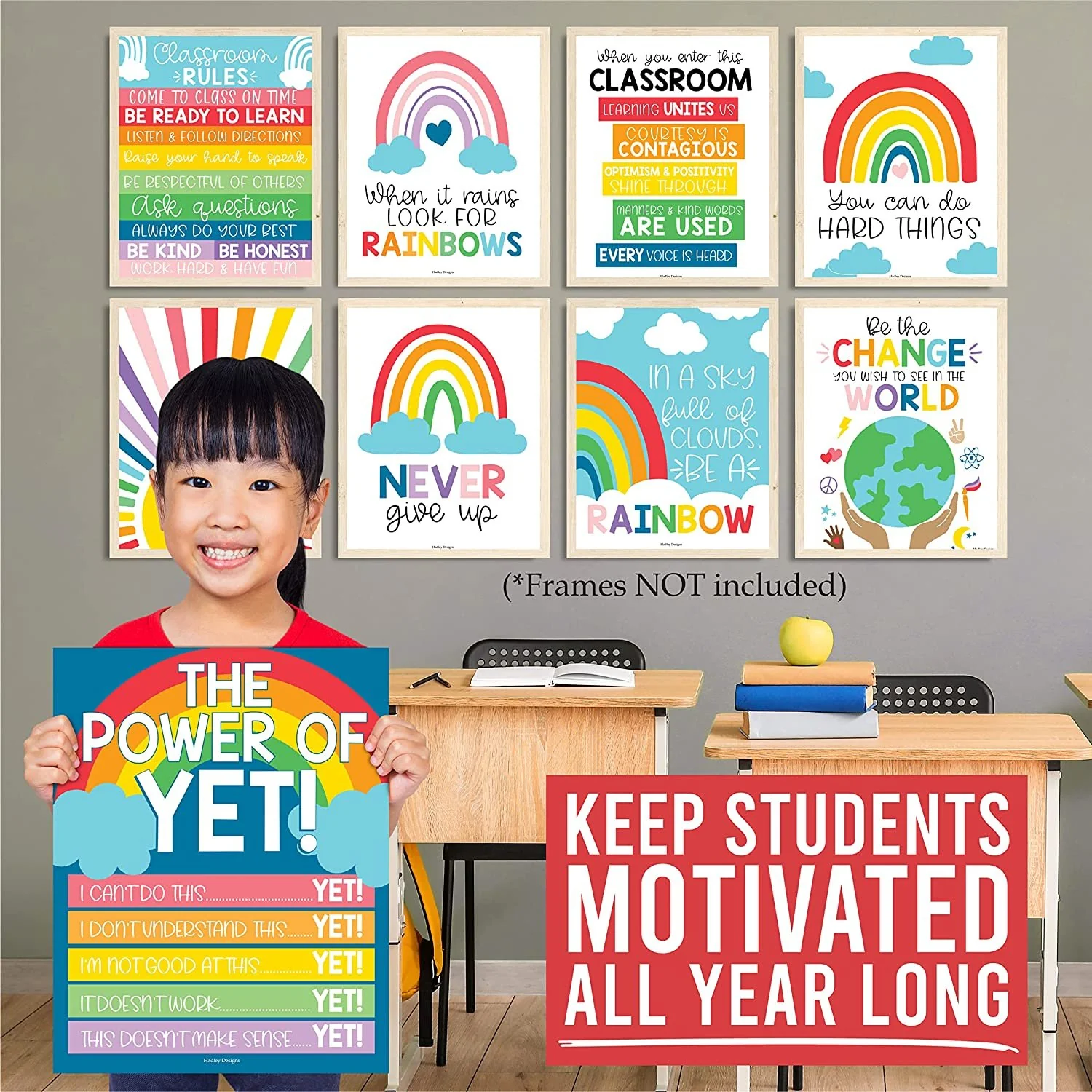 Motivational Classroom Posters, Colorful Pack of 9 - Image 5